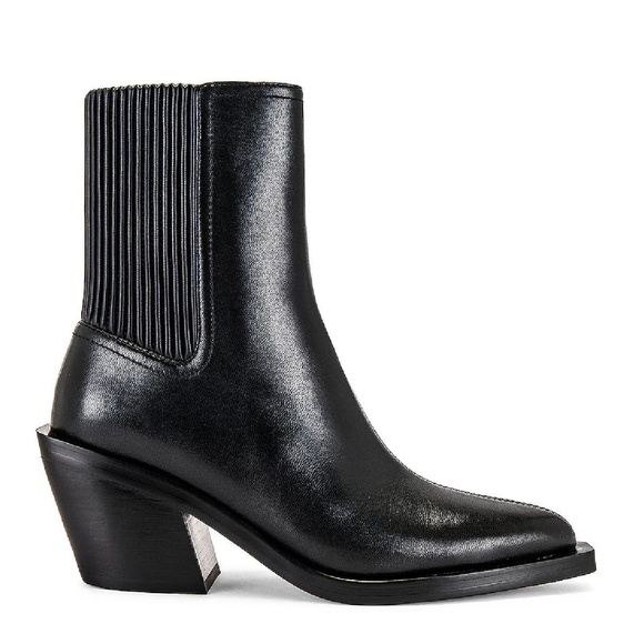 Coach Booties Prestyn Pull On Western Chelsea Pointed Toe Block Heel Logo Black - Picture 1 of 12